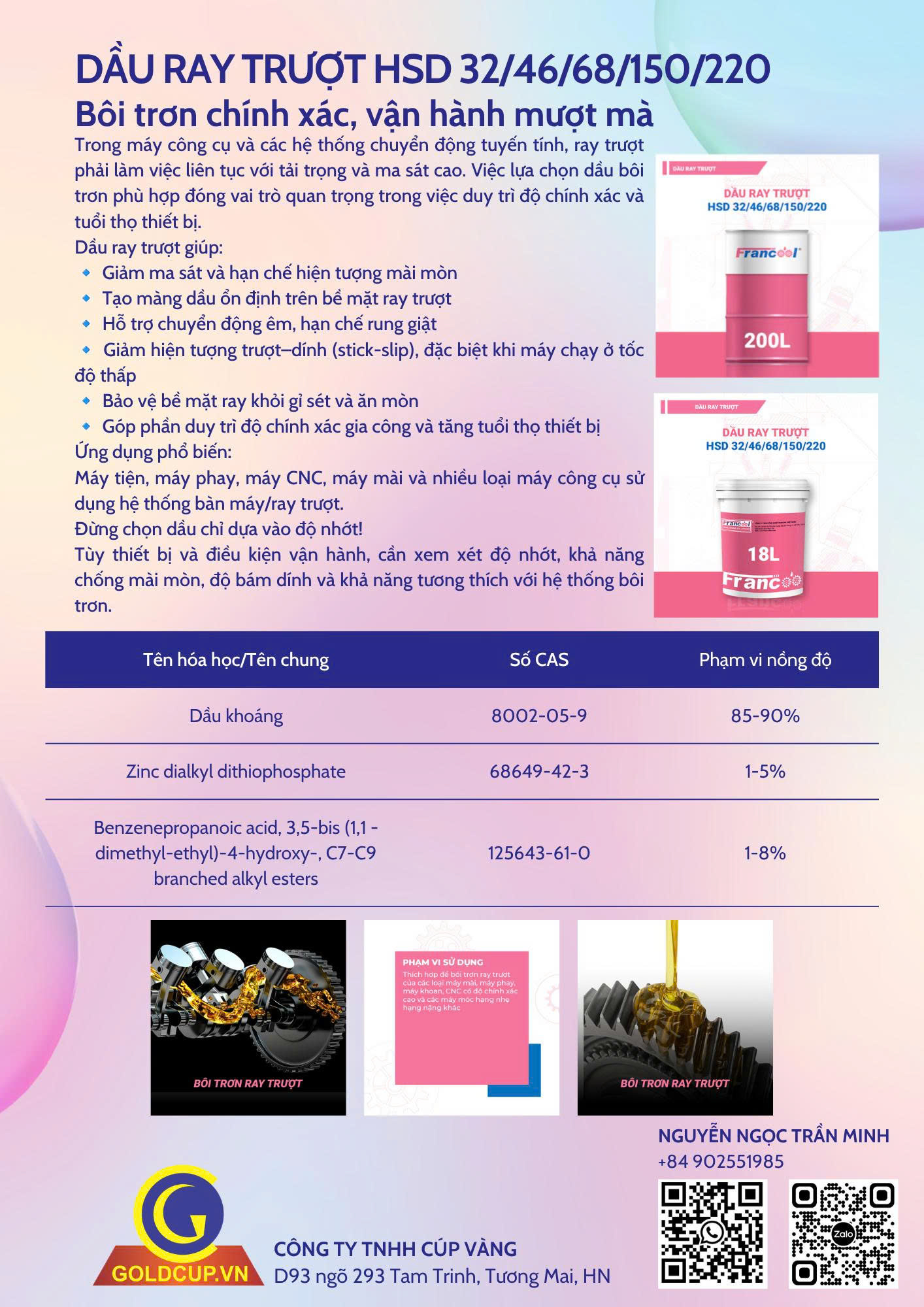 DẦU RAY TRƯỢT HSD 32/46/68/150/220